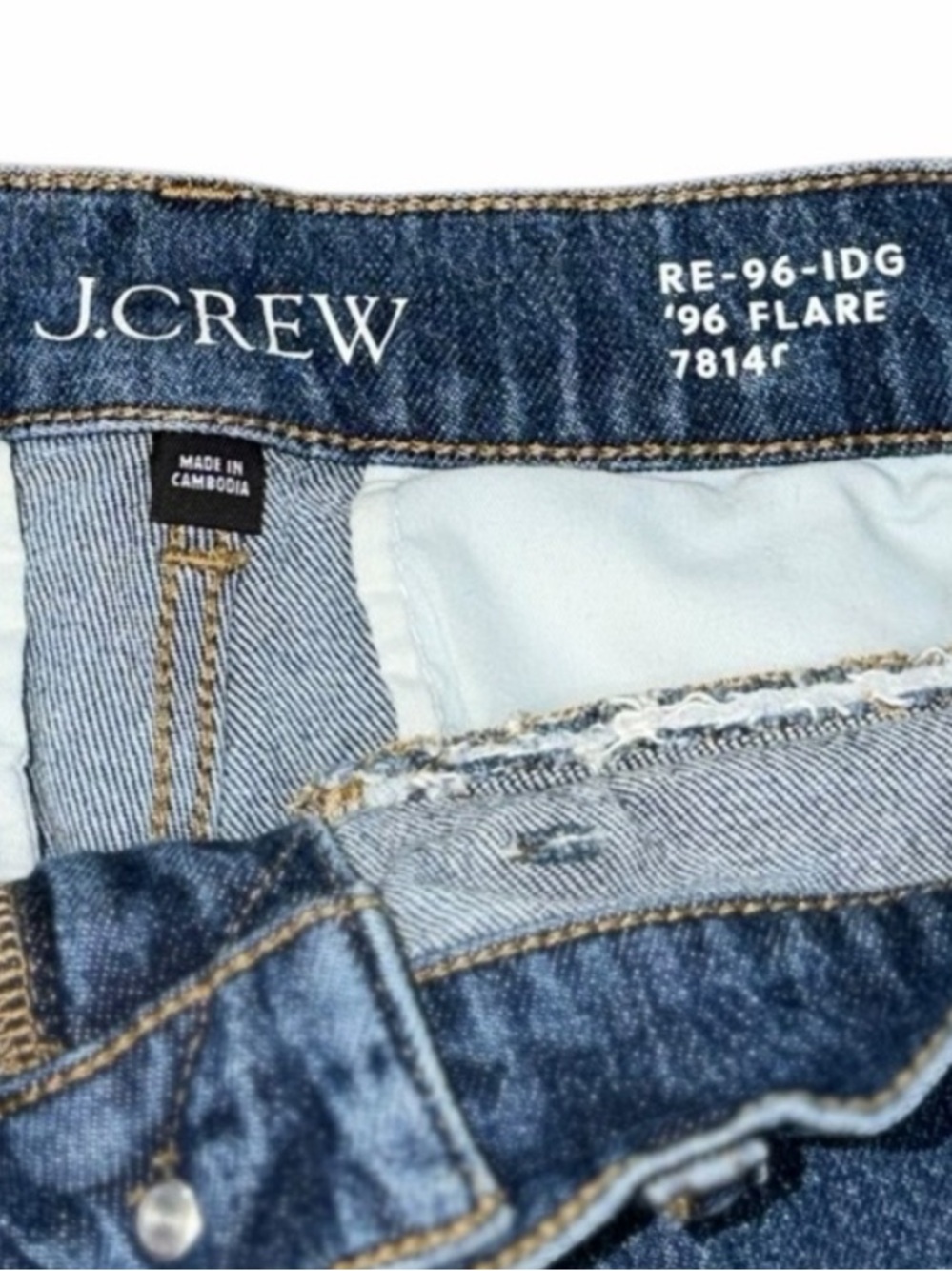 J. CREW • 96 FLARE High-Rise Patch Pockets Wide-Leg Jeans in Blue - Picture 7 of 9